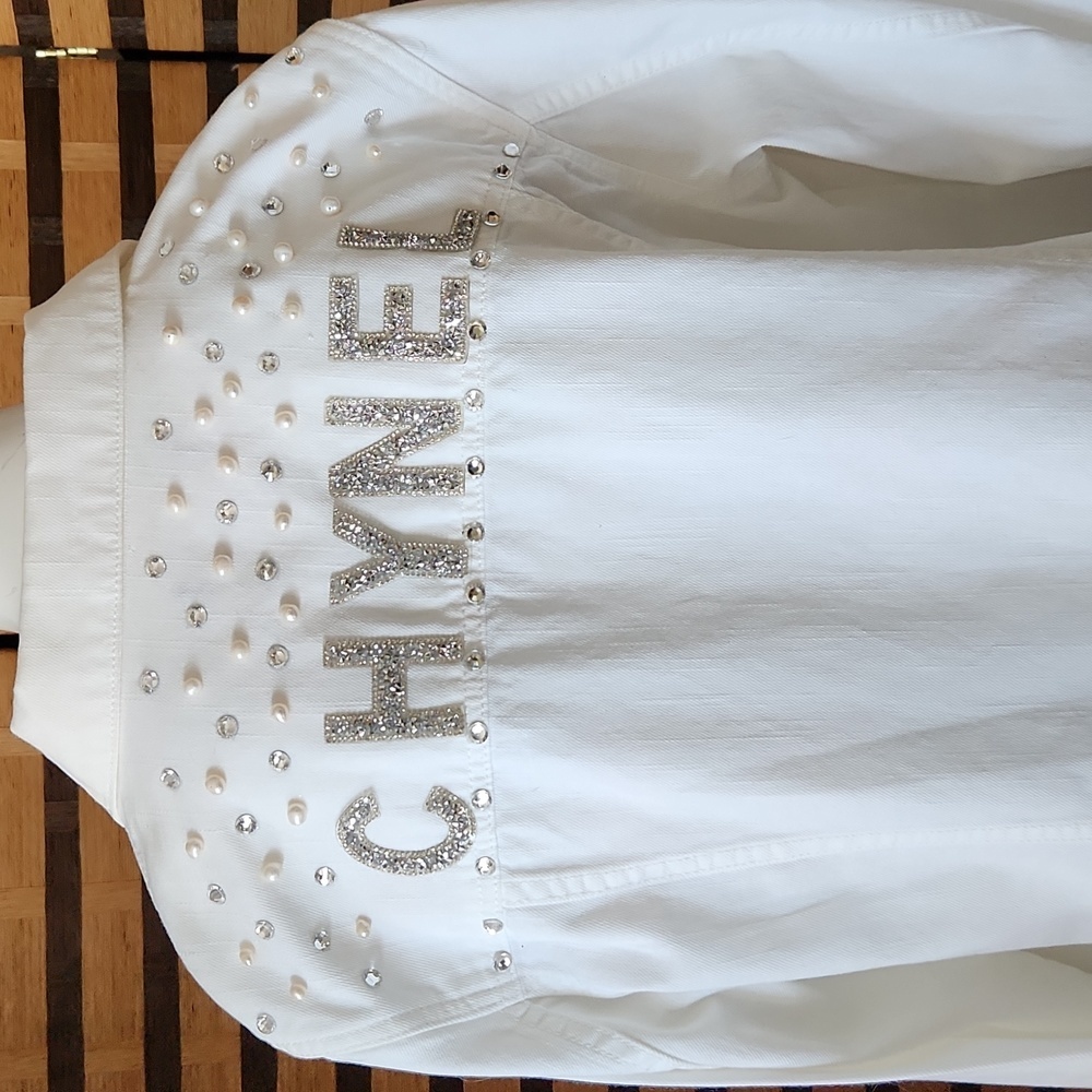 READ!! Custom made diamond and pearl jean jacket